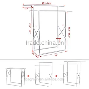 Foldable Double Rail Adjustable Hanging Garment Rack thumbnail-4