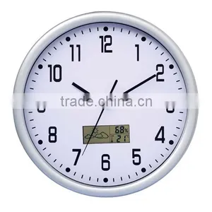 Round LCD Clocks Weather Station Wall Clock With Temperature YZ-7263C thumbnail-1