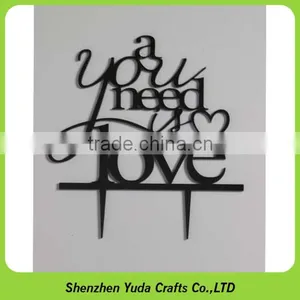 Engagement Party Used Plexiglass Wedding Cake Topper in Art Font thumbnail-1