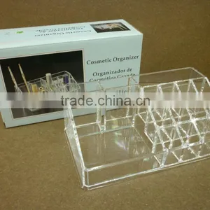Custom Acrylic Cosmeic Organizer, Lucite Clear Cosmetic Display Stands With Logo Printing, Transparent Cosmetic Display Holder thumbnail-1