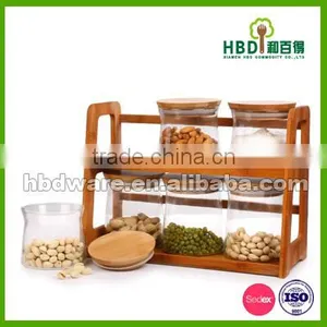 Glass Canister With Bamboo Rack Wholesale thumbnail-3