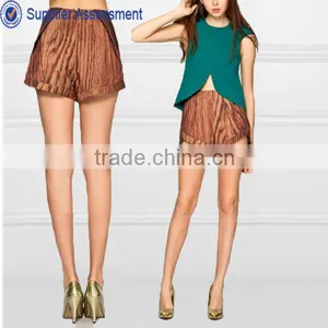 China Guangzhou OEM Service Silk Fabric Women Wholesale High Waist Shorts thumbnail-1