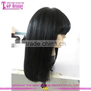 New Beauty Good Feedback Cheap Bob Human Hair Full Lace Wigs With Bangs thumbnail-4