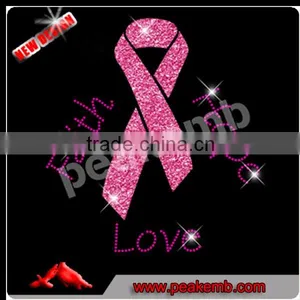 Bling Ironon Glitter Transfer I Stare Because I Care Pink Rhinestone Transfer Breast Cancer Motif thumbnail-3