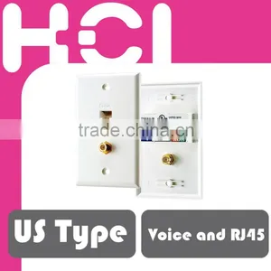 US Type 2 Port CATV and RJ45 Cat5e Data Faceplate thumbnail-1