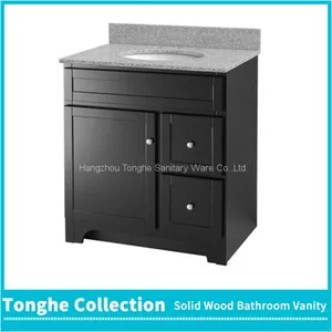 Espresso Shaker Style Solid Wood Bathroom Vanity Unit With Granite Top thumbnail-2