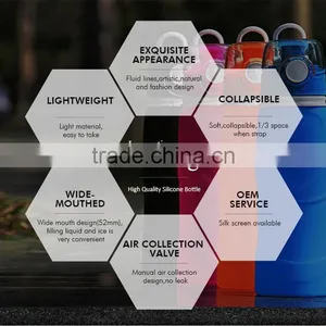 750ml Soft Sport Collapsible Silicone Water Bottles thumbnail-5
