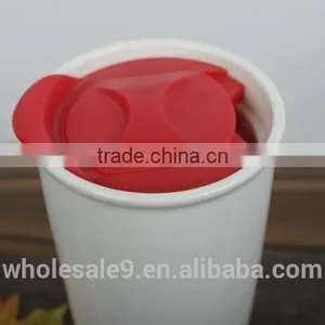 12oz Double Wall Ceramic Traveler, Ceramic Coffee Mug Tumbler thumbnail-2
