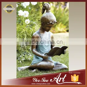 Life Size Beautiful Bronze Reading Book GIrl Sculpture thumbnail-1