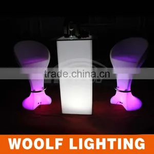 PE Plastic Rechargeable LED Round Cocktail Table Led Furnitur thumbnail-4