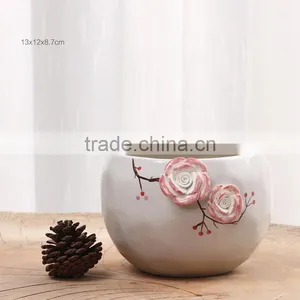 Creative Hand-painted White Ceramic Indoor Planters thumbnail-1