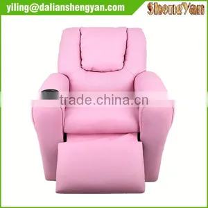 Personalized Hot Vinyl Kids Recliner With Cup Holder And Headrest Pink thumbnail-3