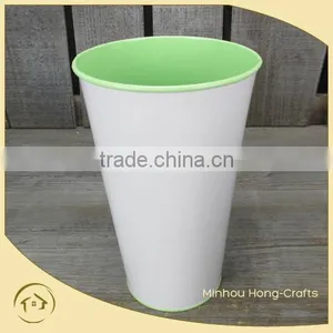 Big Green and White Tall Metal Flower Vases thumbnail-1