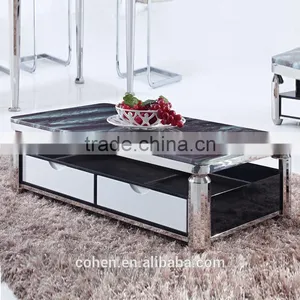 Foshan Cheap Living Furniture Marble Top Stainless Steel Coffee Center TableB2193 thumbnail-1