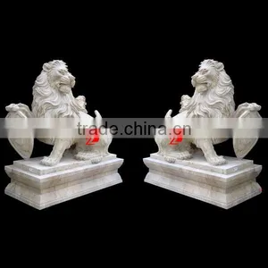 a Pair of Stone Western Lion Statue With Base thumbnail-1
