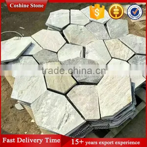 Cheap Irregular Slate Landscaping Stone Paving on Mesh thumbnail-2