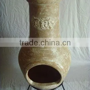 Clay Chimney With Metal Stand, Fire Shelf and Lid thumbnail-1
