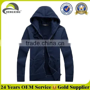Navy Blue Winter Cheap Custom Blank Zipper up Hoodies thumbnail-1