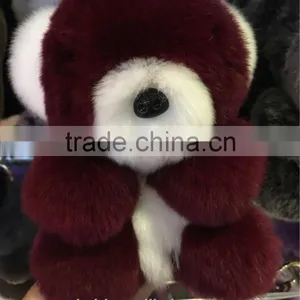 Real Rex Rabbit Fur Keychain Bear Doll Doll Key Chain Charm Golf Bag Pendant Wallet Pom Pom Coon Car Pendant thumbnail-1
