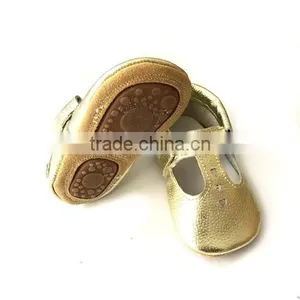 Gold Hollow-out Mary Jane Baby Rubber Sole Moccasin Shoes thumbnail-2
