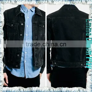 Men's Big-Tall Unlined Black Denim Jackets With Copper Button thumbnail-1