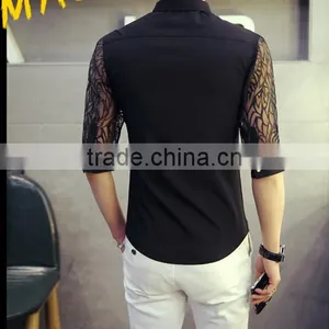 Cultivate One's Morality Short Sleeve White Shirt Male 7 Minutes of Sleeve thumbnail-3