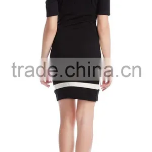 Fashionable Pencil Skirt Europe and Europe Pure Color Splicing Short-sleeved Dress With Buttock Skirt PS03 thumbnail-5