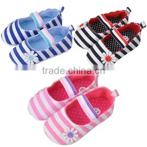 Soft Sole Stripe Pretty Sun Flower Anti Slip Baby Girl Shoes thumbnail-1