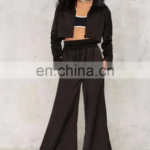 Wholesale Woman Coats and Jackets, Women High Neck Black Track Jacket thumbnail-5