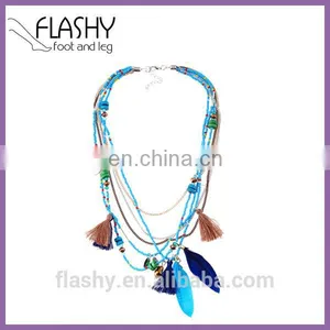 New Fashion Feather Women Necklace Beaded Necklace Chains Jewelry thumbnail-1