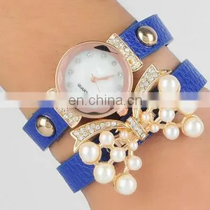European Fashion Ladies Bracelet Watch Bowknot Retro Winding Watch Butterfly Pearl Bracelet Watches thumbnail-4
