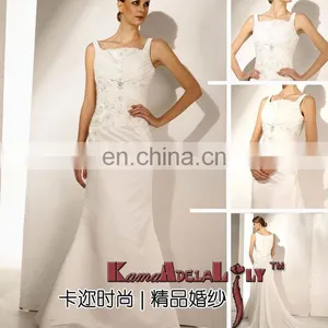 EB1980 Fashionable Shoulder Strap Embroidery Beaded Sheath Bridal Gown thumbnail-1