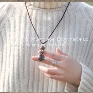 The Long Winter Sweater Chain Necklace Pendant All-match Simple Folk Style Female Ornaments, Linden Wood Pendant thumbnail-2