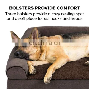 High Quality Dog Bed Memory Foam Faux Fleece Pet Sofa Luxury Ped Bed With Waterproof Liner thumbnail-7