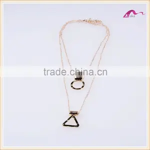 Fashion Multi Layered Gold Plated Pendant Statement Necklace thumbnail-2