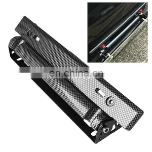 ABS Plastic + Metal Bracket Universal Adjustable Carbon Fiber Number Car Racing License Plate Frame thumbnail-3