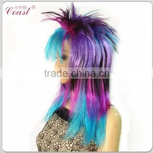 Rock Star Funny Synthetic Streak Hair Color Punk Wig thumbnail-3