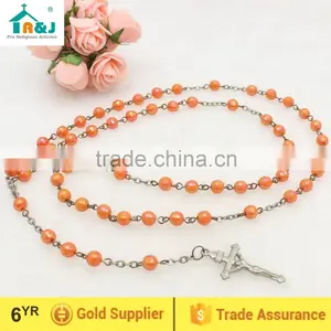 Fashion Religious Catholic Plastic Rosary Bead Necklace thumbnail-1