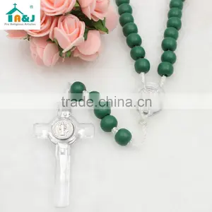 Hot Sale St Benedict Big Wooden Bead Cord Rosary thumbnail-3
