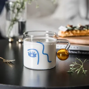 High Quality Glass Cup for Coffee and Milk Wholesale Glass Cup for the Young thumbnail-3