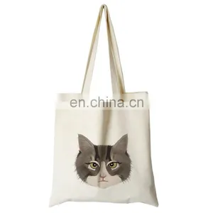 Custom Print Canvas Cute Cat Travel Tote Reusable Hand Bags for Women thumbnail-4