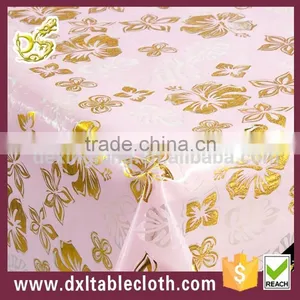 Golden Flower Transparent Table Cloth Home Use Pvc Tablecover thumbnail-1