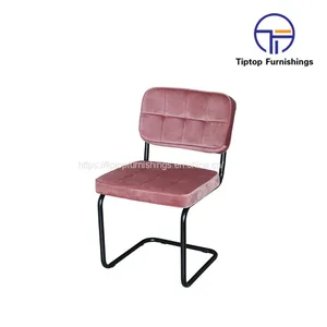 Tiptop Wholesale Factory Custom Cafe Metal Dine Armchair Restaurant Chair Modern Dining Room Furniture Velvet Fabric Dining Chairs thumbnail-3