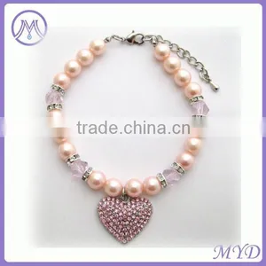 Customized Crystal Pearl Pet Heart Charm Necklace in Wholesale thumbnail-1