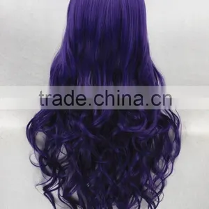High Quality 80cm Long Curly Dark Purple Synthetic Anime Lolita Wig thumbnail-4