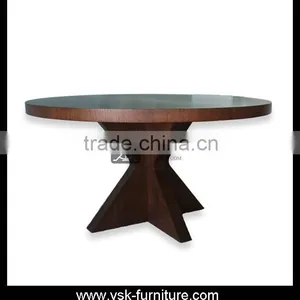 DT-012 Round Shape Wooden Dining Table Designs thumbnail-1