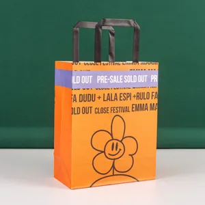 Wholesale Shopping Takeaway Popcorn Bread Food Wax Custom Print Logo Handle White Brown Kraft Paper Bag thumbnail-2