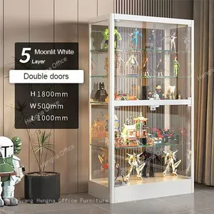Modern Display Cabinet With Circular Frame Design 5 Layers Double Doors for Collectibles Storage - Wholesale Price thumbnail-2