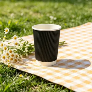 PureWave Food Safe Kraft Ripple Coffee Cups thumbnail-1
