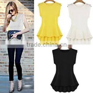 Women Fashion Instyles <span Class="wholesale_product"></span> Women Lace Peplum Tops Frill Casual Party Tank Shirt Tops Blo thumbnail-1